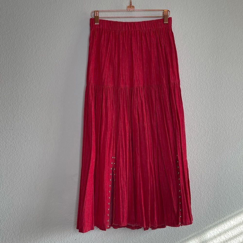 Vintage denim m‎ slit midi skirt